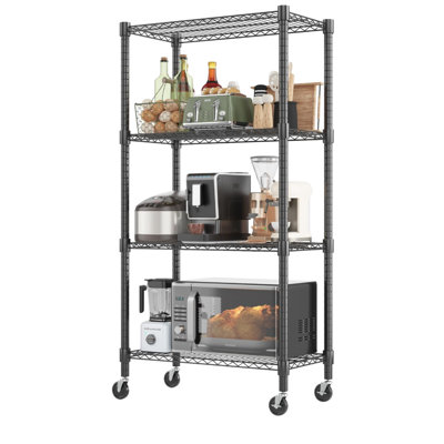Yelena 76cm W Metal Shelving Unit with Wheels