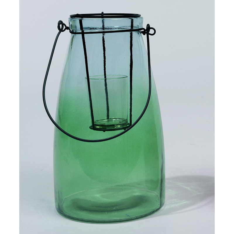 Porte-bougie 10 po vert et bleu Tropicalia