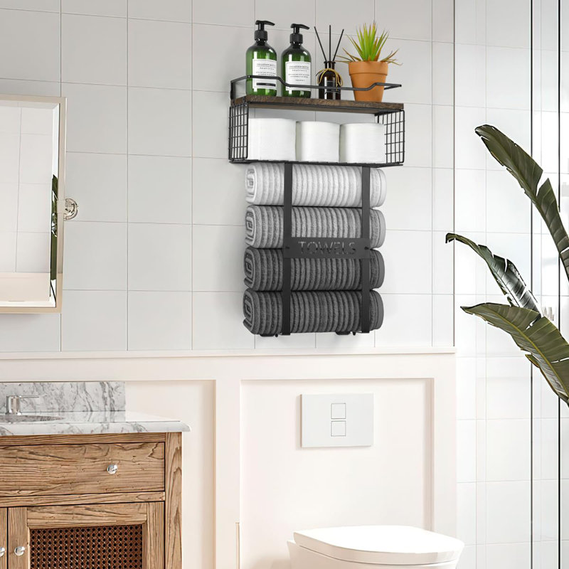Porte-serviettes mural pour salle de bain, Rustic