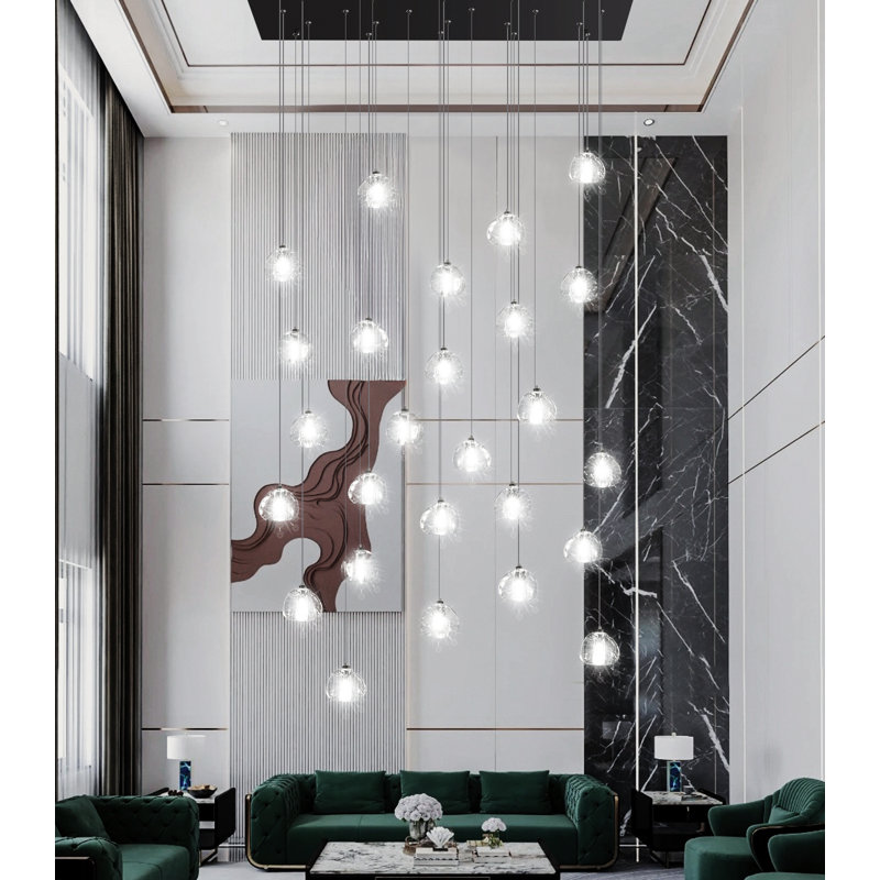 26-lights Rectangular Crystal Chandeliers Led Dimmable Light, Matte Black