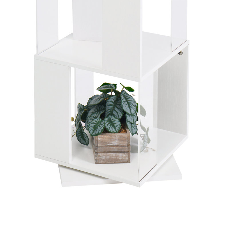 6 Tier Rotating Bookshelf, Floor Rack Simple Bookcase With Multi-Function Creative Bookshelf For Living Room, White