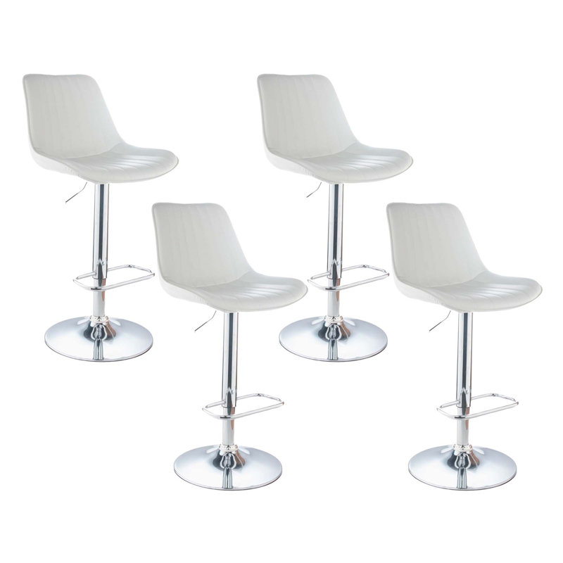 Tabouret de bar réglable Wun, Blanc / Chrome