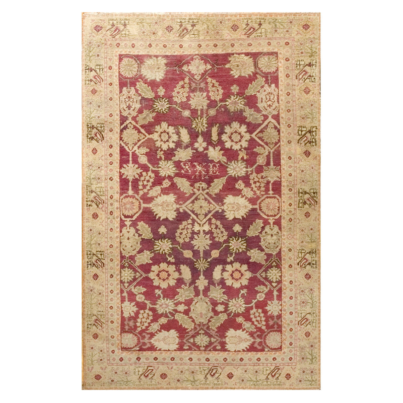 Antique Oushak Hallway Runner Wool Coral Rug