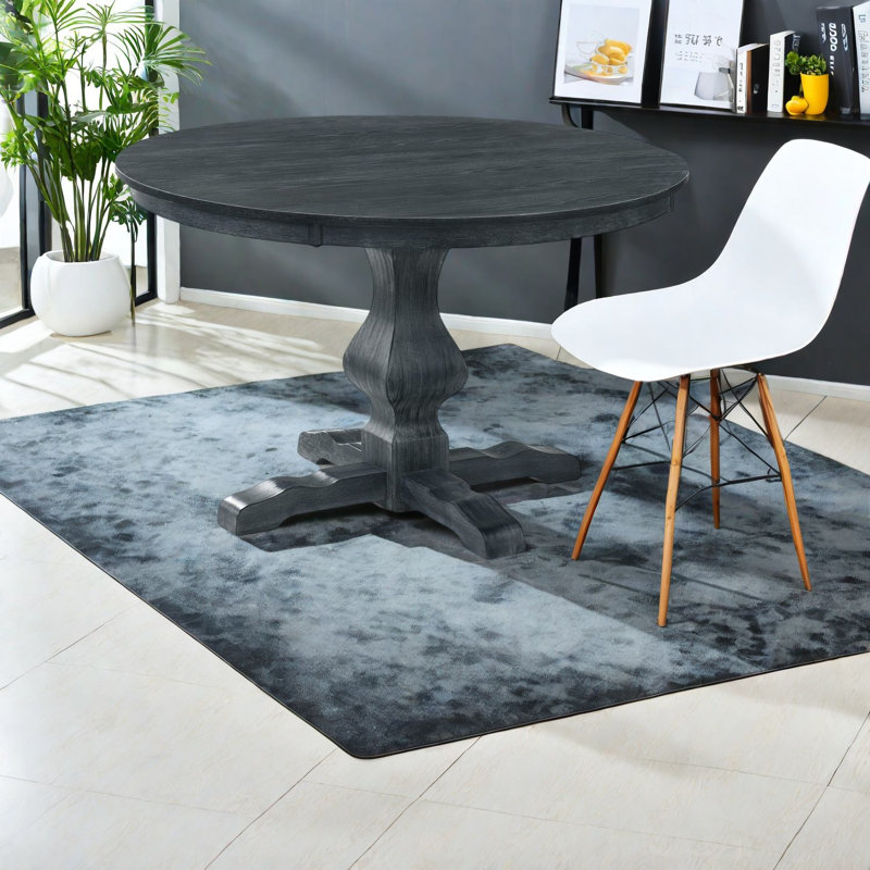 Table de salle à manger rustique gris anthracite, bois massif, idéale pour les repas en famille
