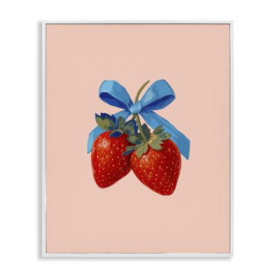 Paire de fraises avec giclée encadrée par un arc bleu, design par Imagine It Images