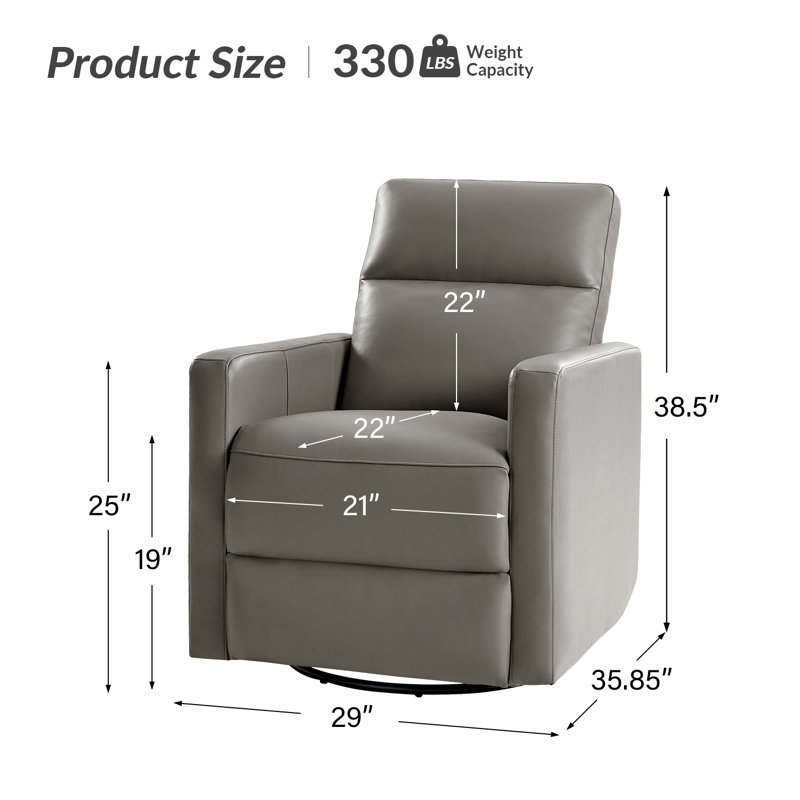 Fauteuil inclinable et pivotant en cuir véritable Sumbul, Gris