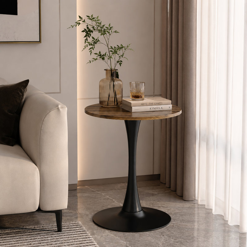 Small Round Dining Table kitchen Table Bistro Table Cocktail Table Tulip Table Pub Table Pedestal Table, Brown/Black