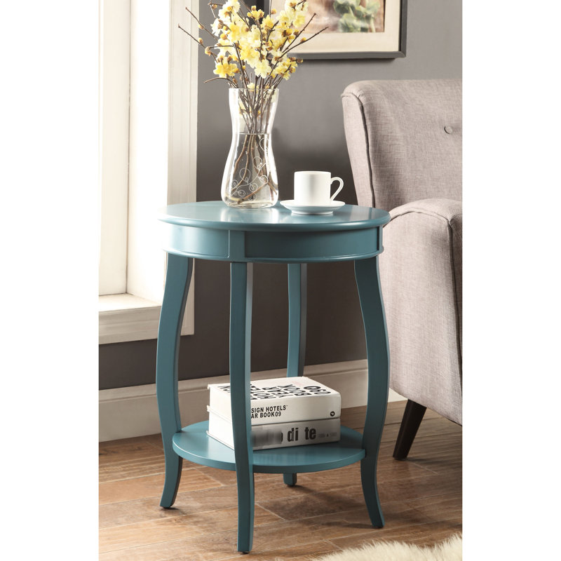 Table d'appoint en bois bleu sarcelle
