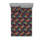Vert forêt / motif floral abricot