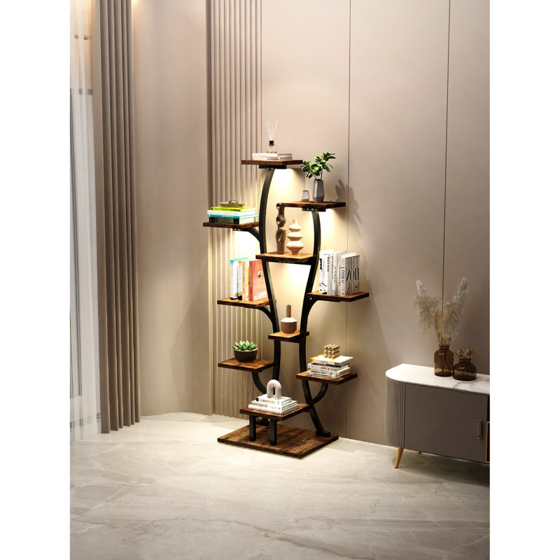 Tablette d'intérieur pour plante en forme de vase avec lumières de croissance à DEL, structure en arbre pour un affichage élégant, amants appropriés, support en métal à spectre complet à assemblage rapide, différentes formes de pots, coins, installation