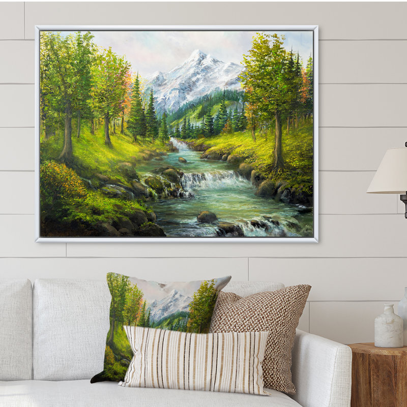 «Beautiful Spring River In Mountain III», décoration murale traditionnelle sur toile, H 8 po x l 12 po x P 1 po