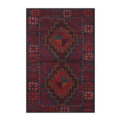 Tapis gris/rouge/vert traditionnel Kenesha