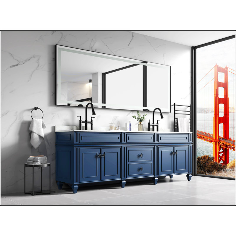 Magnifique miroir de meuble-lavabo avec lumières DEL et cadre en cristal poli