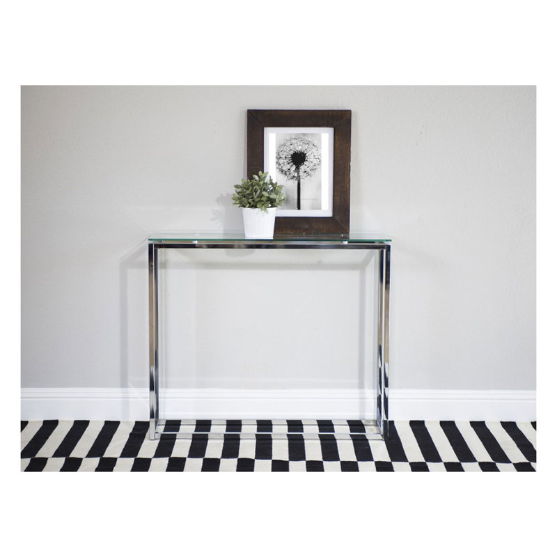 Ondine Console Table, 30.32" H x 35.83" W x 10.04" D, Clear, Chorme
