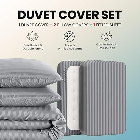 Microfiber Duvet Cover Set with Pillowcases Included, King Duvet Cover Set + 3 Additional Pieces, Silver