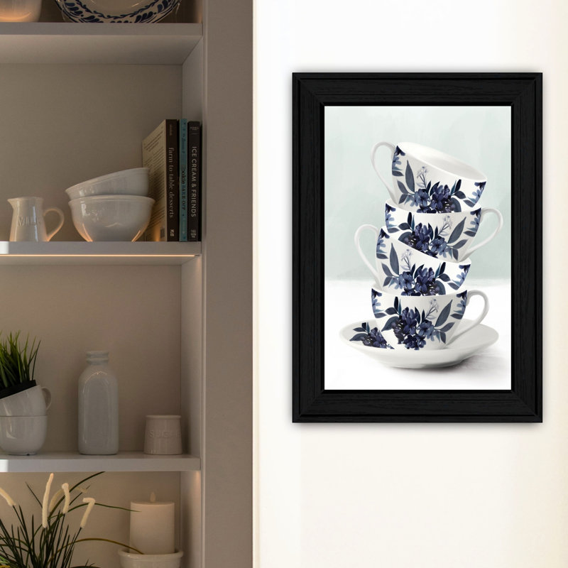 Pièce de décoration Tea Tower (bleu), 20 po de profondeur, ornement encadré bleu multicolore