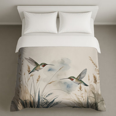 Hummingbirds In Flight Duvet Covers