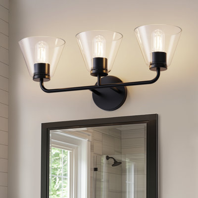 Luminaire moderne 3 lumières avec abat-jour conique en verre Aigars Sleek