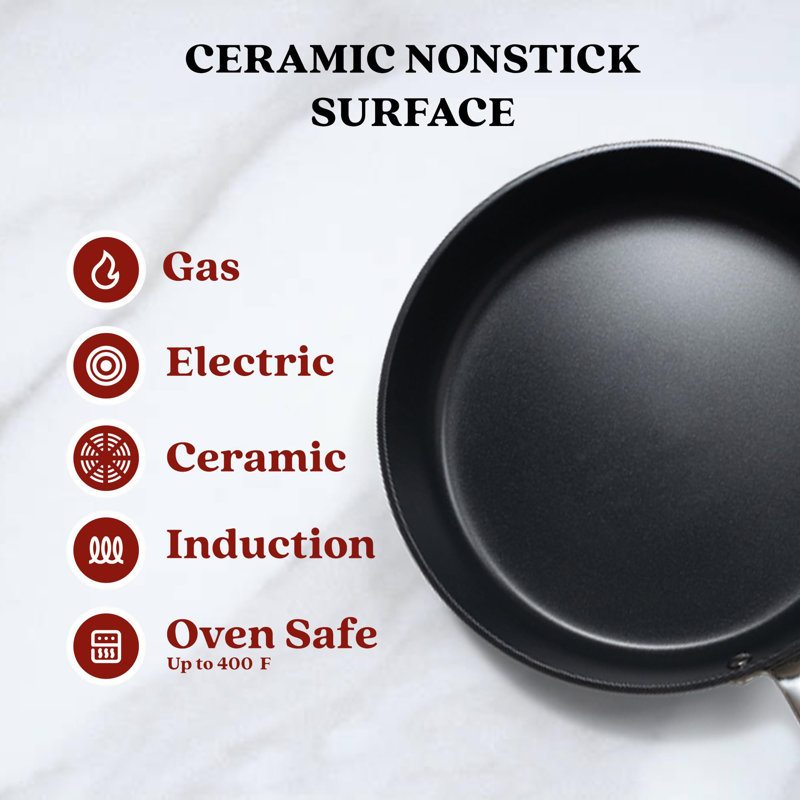 Black Aluminum 3-Piece Nonstick Ceramic Frying Pan Set