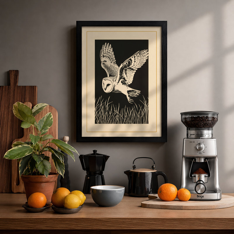 Descending Hunter Japandi - Framed Print, A4 - 29.7 x 21.0 cm, Black