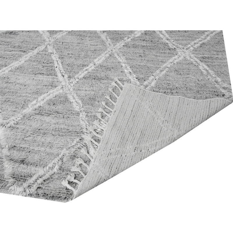 Wool Geometric Area Rug in Gray, Rectangle 9' x 12'