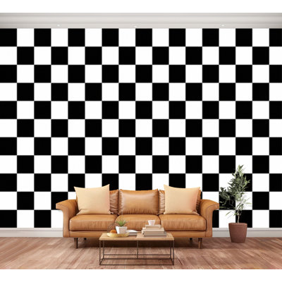 Wall Mural Peel and Stick Black white checkered modern mosaic geometric chess retro abstract Large Wallpaper Self-Adhesive Removable Contact Paper Wall Decor for Living Room Bedroom Nursery 100"H x 144"W