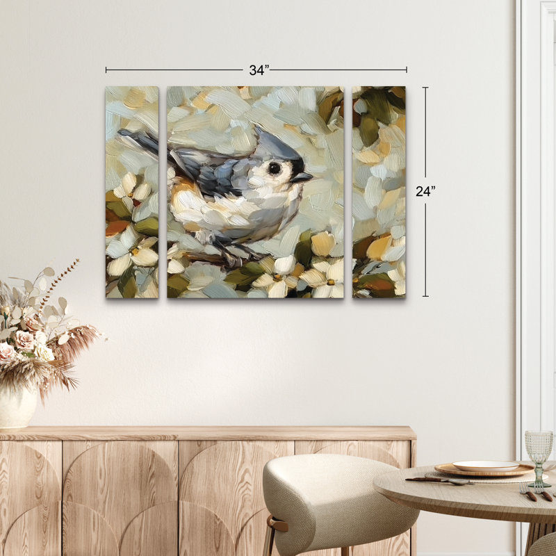 Ensemble de 3 panneaux d'art mural - "Springtime Curiosity" par Andrea Lavery, pour une décoration de salon, de chambre à coucher ou de bureau 