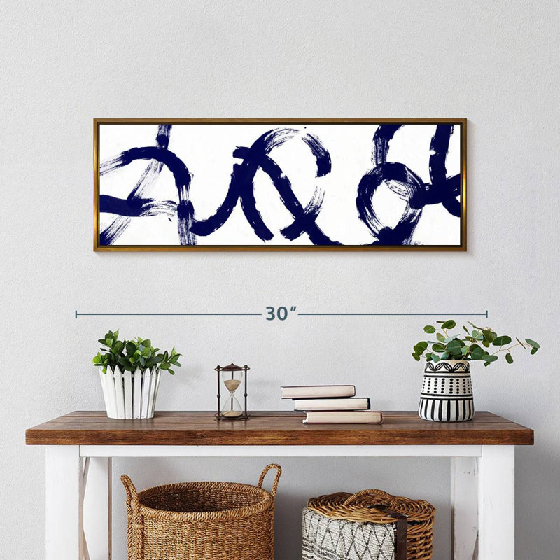 Coups d'un bleu profond, Cadre flottant doré, 28 po x 10 po