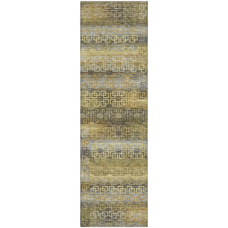 Premium Machine Washable Mayfield Striped Rug, 1'8" x 2'6", Brown