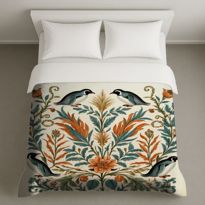 Penguins And Floral Motif Duvet Covers