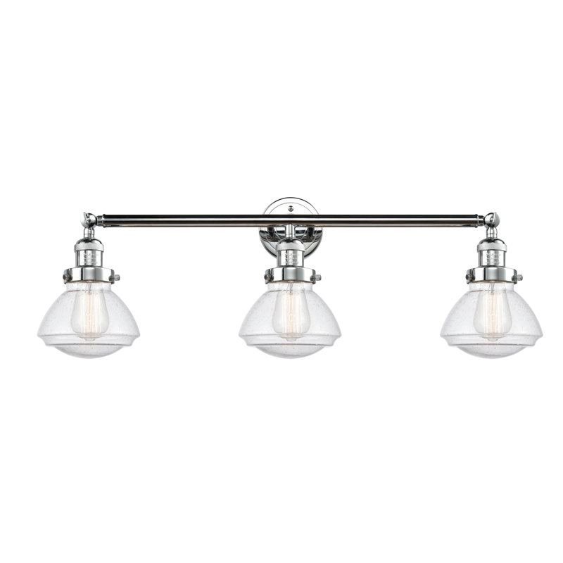 Chesterville 3 - Light Dimmable Vanity Light, Polished Chrome, 60 Watt Vintage Incandescent Bulb, Matte White