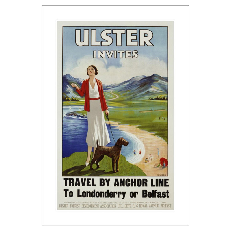 «Ulster Invites Travel» par Anchor Line - impression giclée sur cadre, H 41,5 po x l 28,45 po