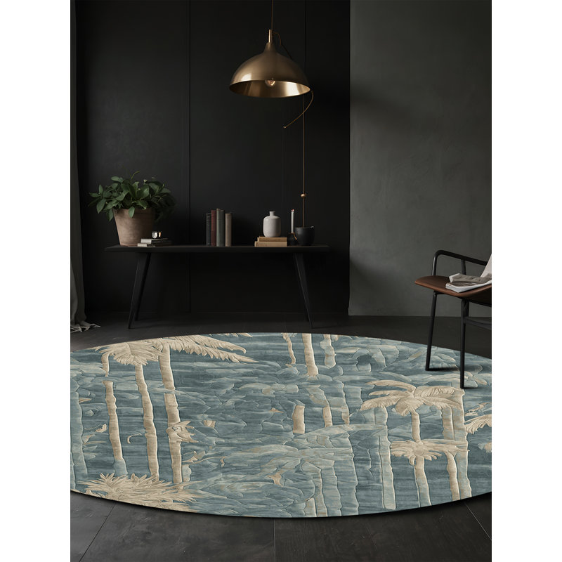 Tapis gris lavable à la machine, Rond 3 pi