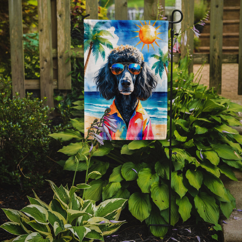 Bouvier bernois avec drapeau de jardin, Caniche noir
