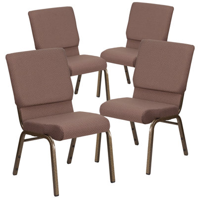 Lionel 18.5"W Stacking Church Chair in Fabric - Copper Vein Frame
