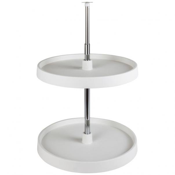 24" Diameter Round Plastic Lazy Susan Set with Twist and Lock Pole, 28" H x 28" W x 28" D