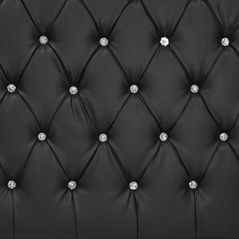 Lit double rembourré en similicuir noir Sooty - Assemblage requis sombre avec impératif