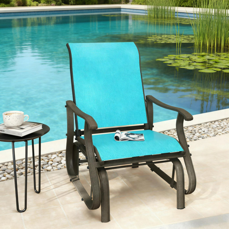 Balancelle de jardin, fauteuil oscillant d'extérieur, Bleu/brun