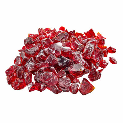 Fire Glass, 10 LBS / 4.5 KG Smokeless & High-Temperature Resistant Fireplace Rocks, 3/4-Inch / 19.05 mm Reflective Firepit Glass Rock, High Luster Stone Landscaping for Fire Pit Table, Red