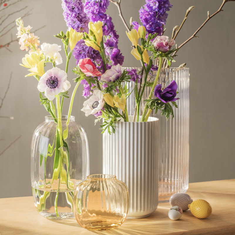Handcrafted Glass Table Vase, 15" H x 8.3" W x 8.3" D, Clear
