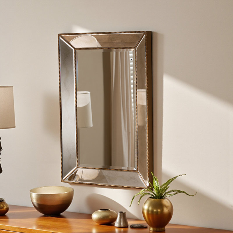 Gavyne Glass Frame Mirror, Gold