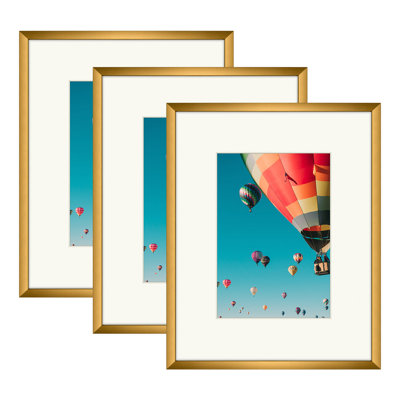 Metal Picture Frame, Aluminum Photo Frame with Real Glass, for Table Top and Wall Mounting