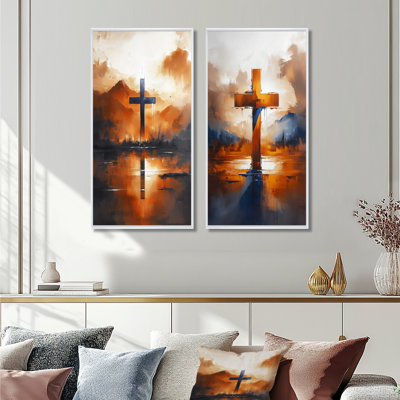 Minimalisme, rêve, croix chrétienne I - ensemble d'art mural 2 pièces