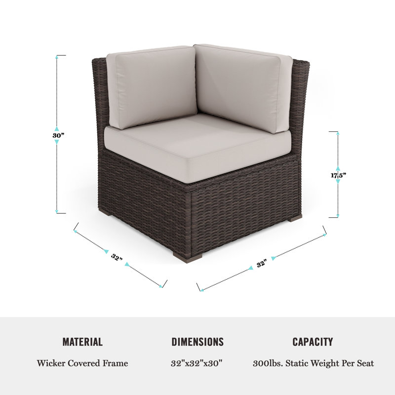 Canapé modulaire d'extérieur en rotin Martha Stewart Bedford, Brun, Brun clair