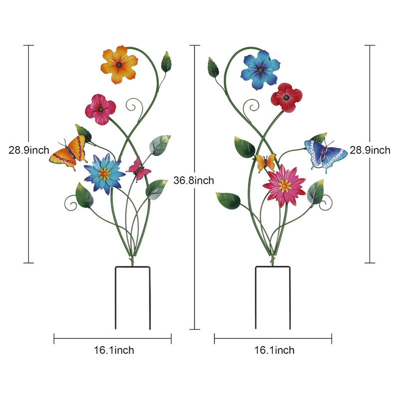 Ensemble de 2 piquets de jardin en métal 37 po