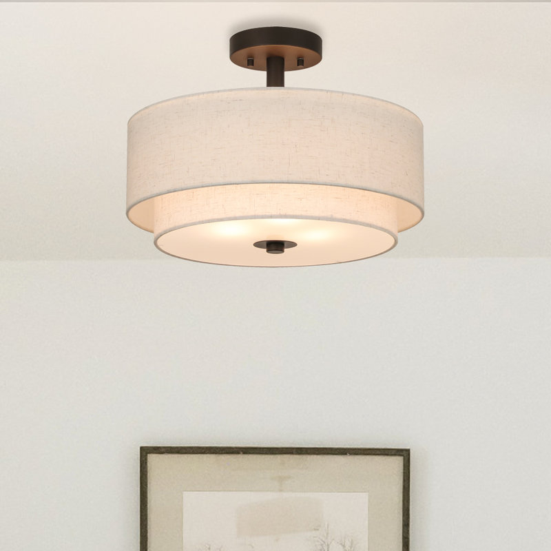 Plafonnier semi-encastré en tissu Nichoel, Bronze foncé
