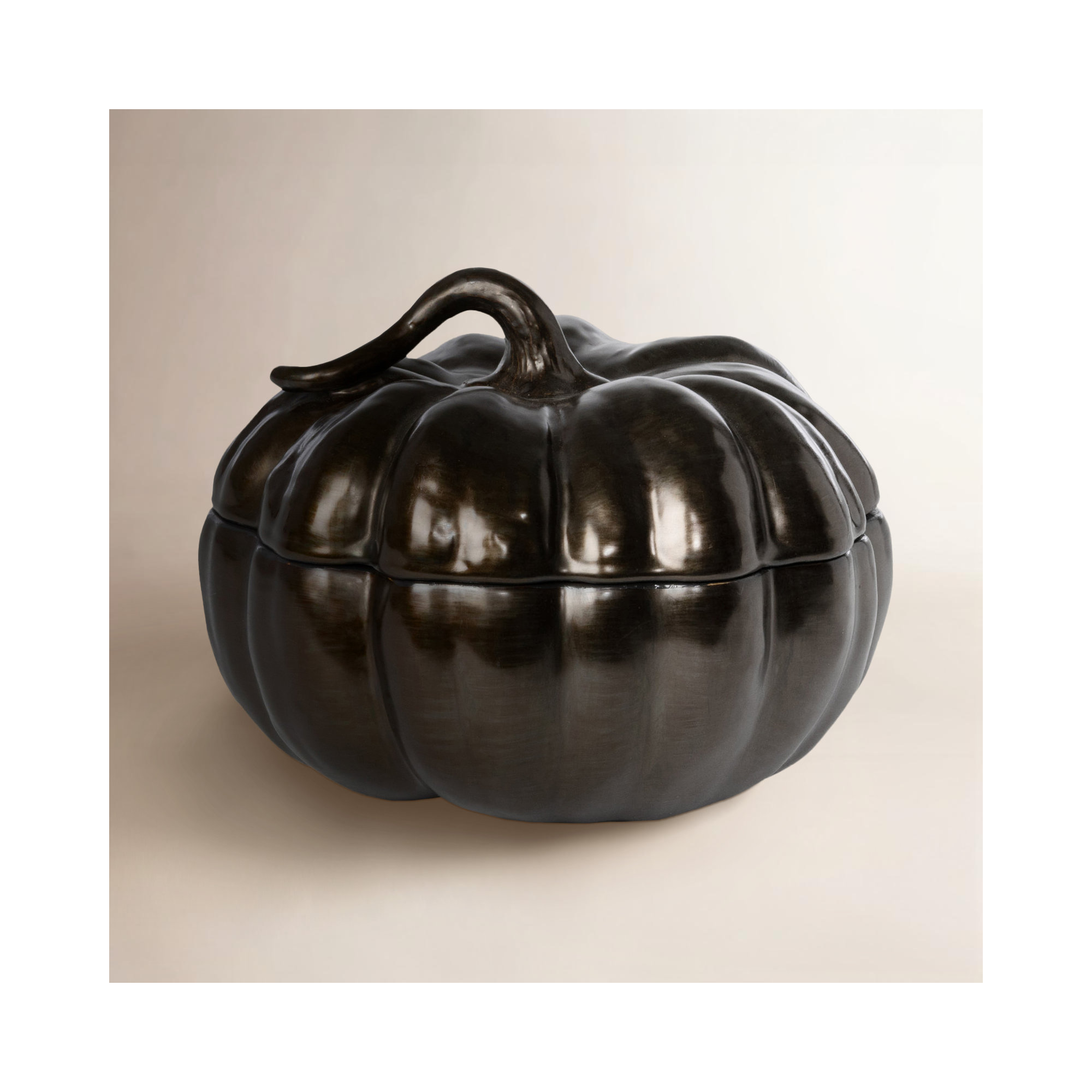 Pumpkin Bowl Figurine, Brown, 8" H x 10.5" W x 10.5" D