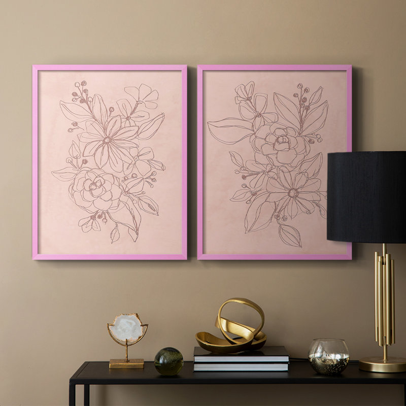 «Rosetone Blossoms I», reproduction encadrée de qualité supérieure - prête à être accrochée - aucun clou requis - aucun clou requis