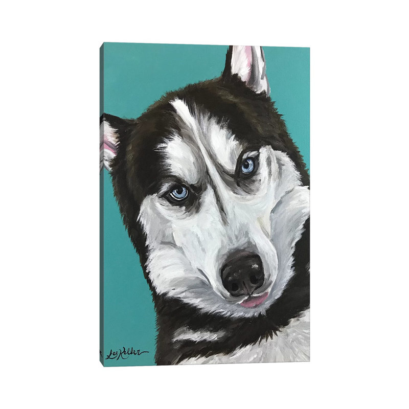 Husky On Seafoam - Wrapped Canvas Painting, 20.32 cm H x 30.48 cm W