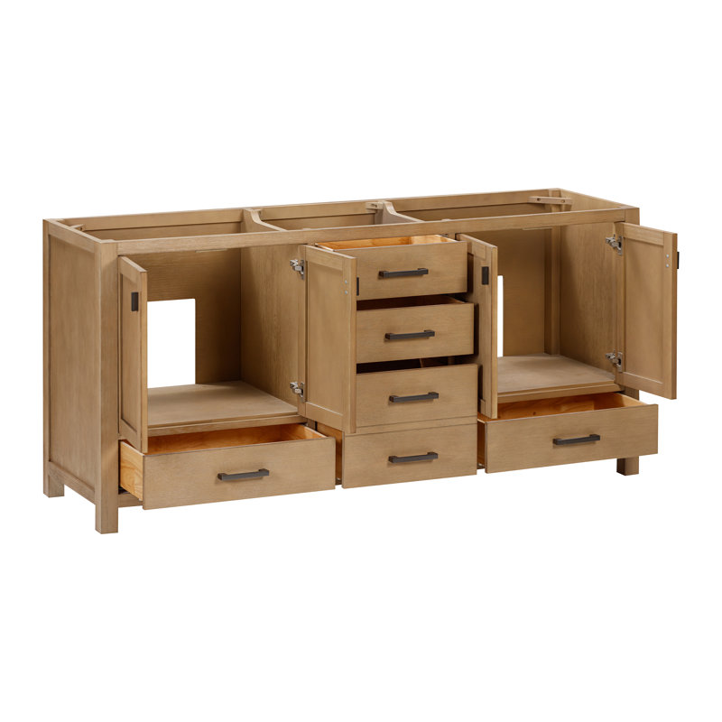 Modero 73" Double Bathroom Vanity Set, 72" , Carrara White, Brushed Oak